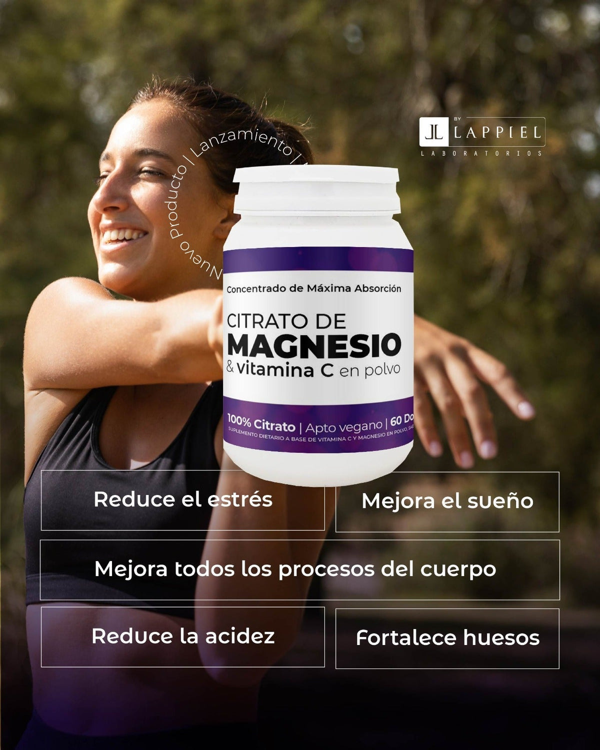 Citrato de Magnesio +Vit C ByLappiel En Polvo 60 Dosis