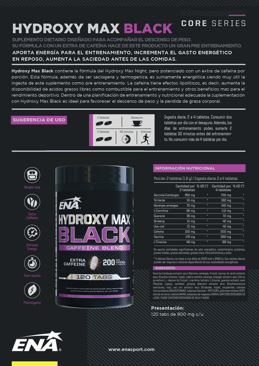 Hydroxy Max Black Ena Sport x 120 Tabletas