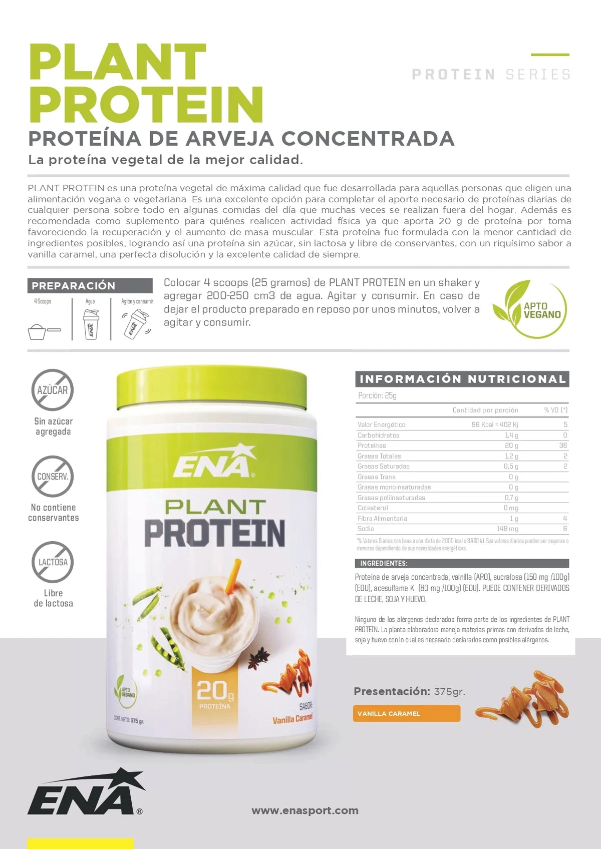Plant Protein Ena Vainilla Caramel 375 Gr