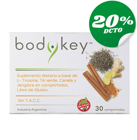 Nutrilite Bodykey L-Tirosina, Té Verde, Canela y Jengibre x 30 Comprimidos