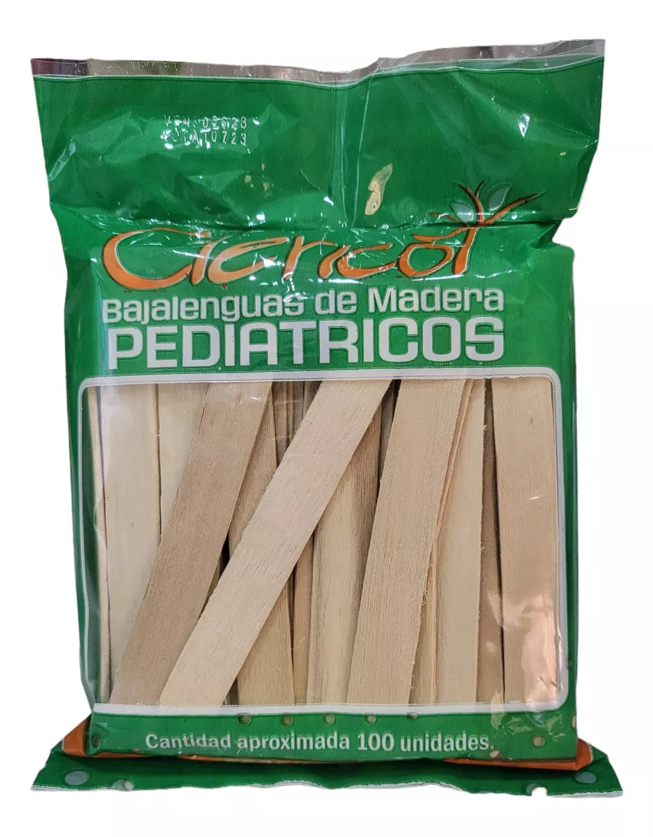 Bajalenguas Pediátrico Madera Clericot Bolsa X 100 Unidades