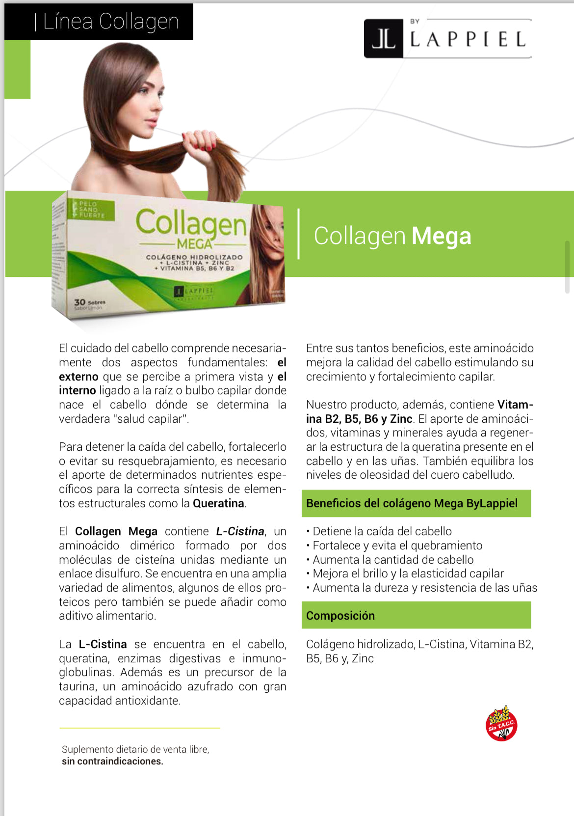 Collagen Mega By Lappiel Colágeno Pelo y Uñas x30 Sobres