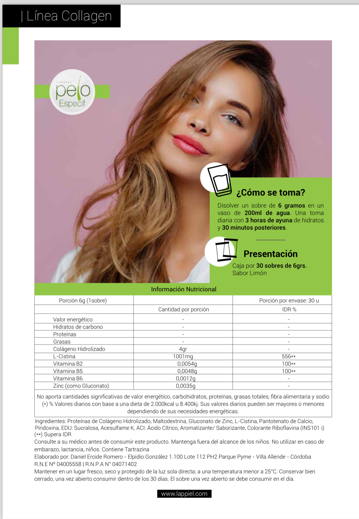 Collagen Mega By Lappiel Colágeno Pelo y Uñas x30 Sobres