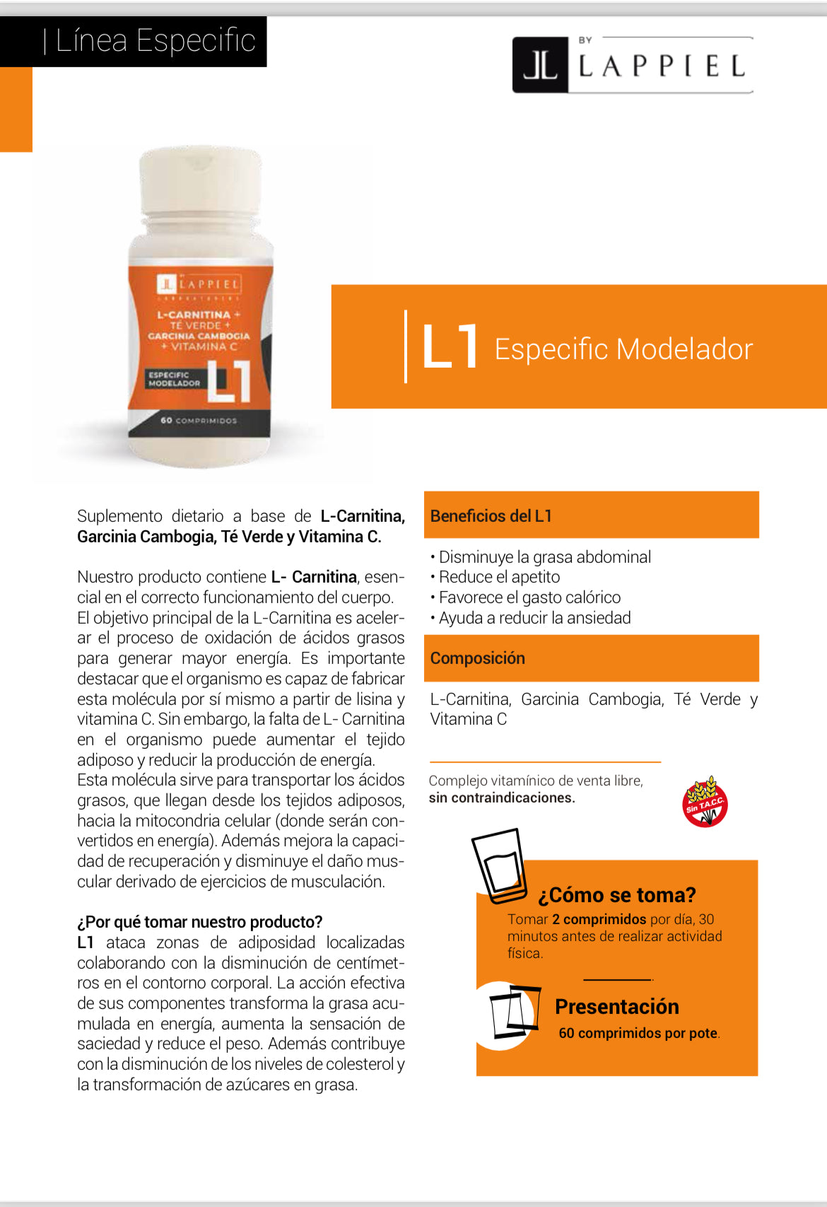 L1 Especific Modelador By Lappiel x 60 comprimidos