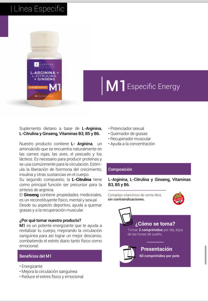 M1 Especific Energy By Lappiel x 60 comprimidos