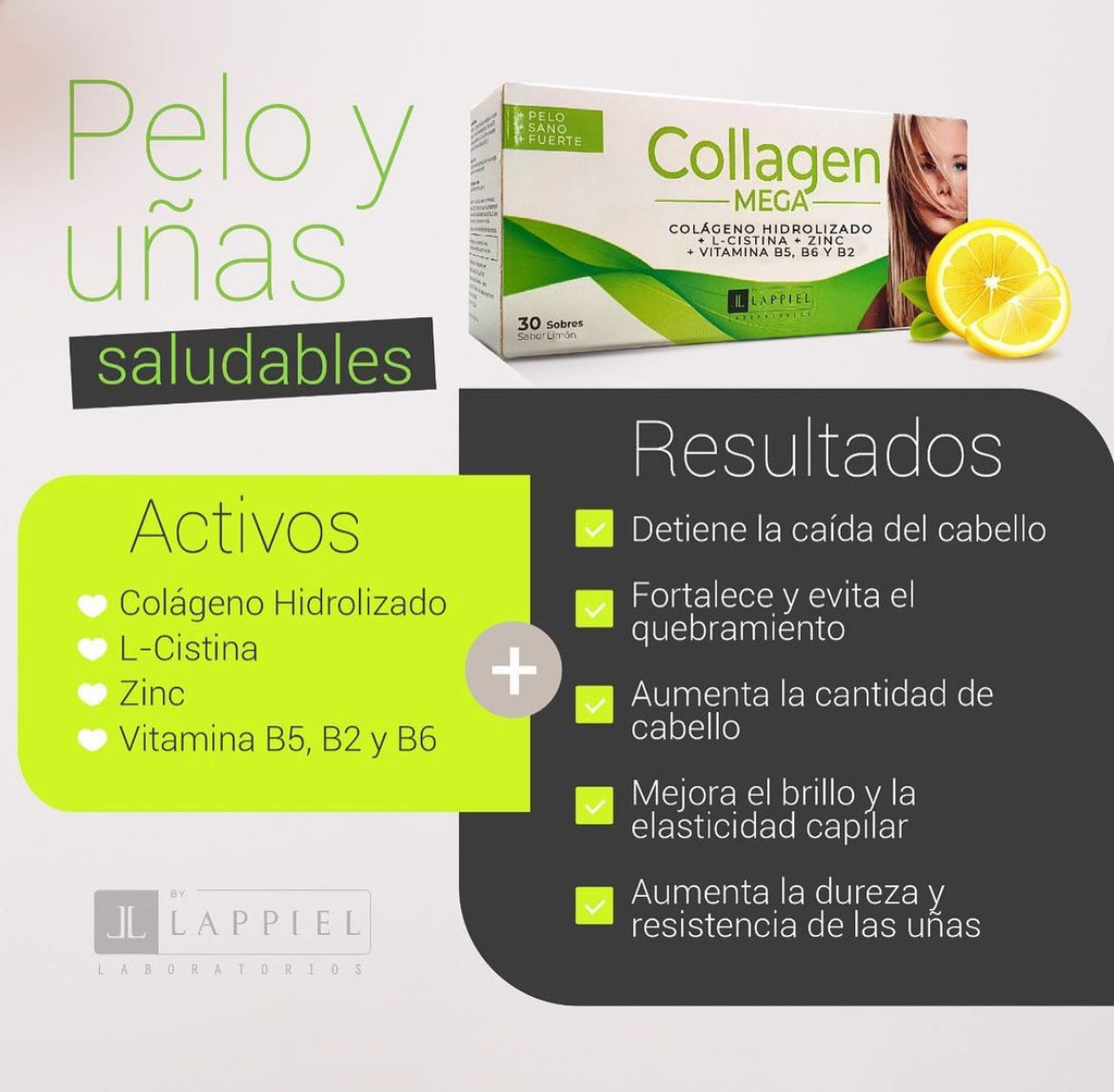 Collagen Mega By Lappiel Colágeno Pelo y Uñas x30 Sobres