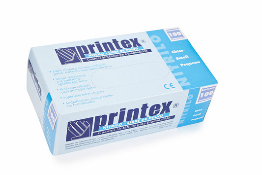 Guantes Printex Nítrilo Celeste Caja X 100 Unidades