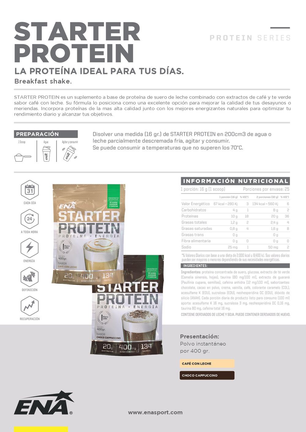 Starter Protein Ena Café con Leche  400 grs