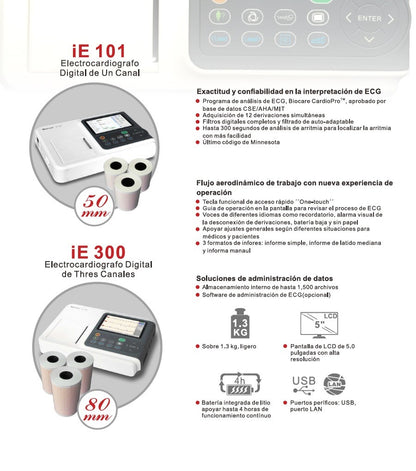 Electrocardiografo Biocare iE300 12 Derivaciones 3 Canales