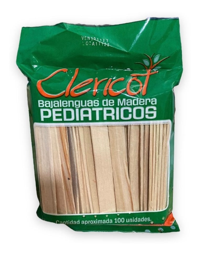 Bajalenguas Pediátrico Madera Clericot Bolsa X 100 Unidades