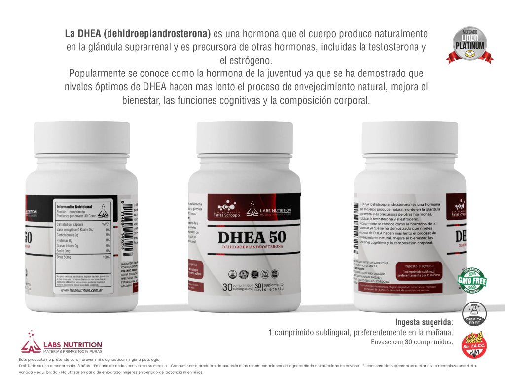 DHEA Precursor Testosterona y Estrógeno Labs Nutrition x 30 Comprimidos
