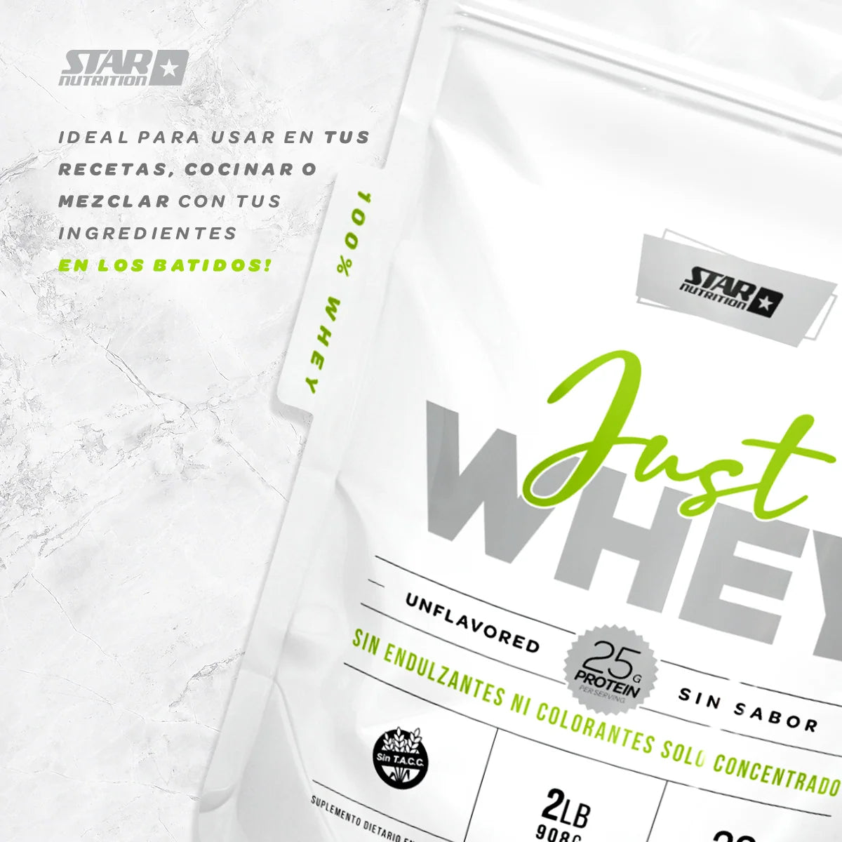 Just Whey Protein Star Nutrition Doypack Sin Sabor 2 Lb (908 Gr)