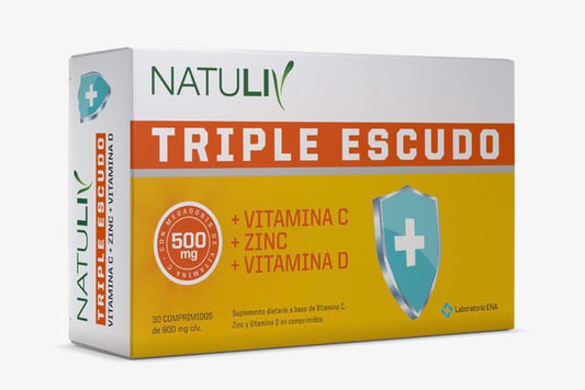 Natuliv Triple Escudo Defensas Vitamina C D Y Zinc X 30 Comp