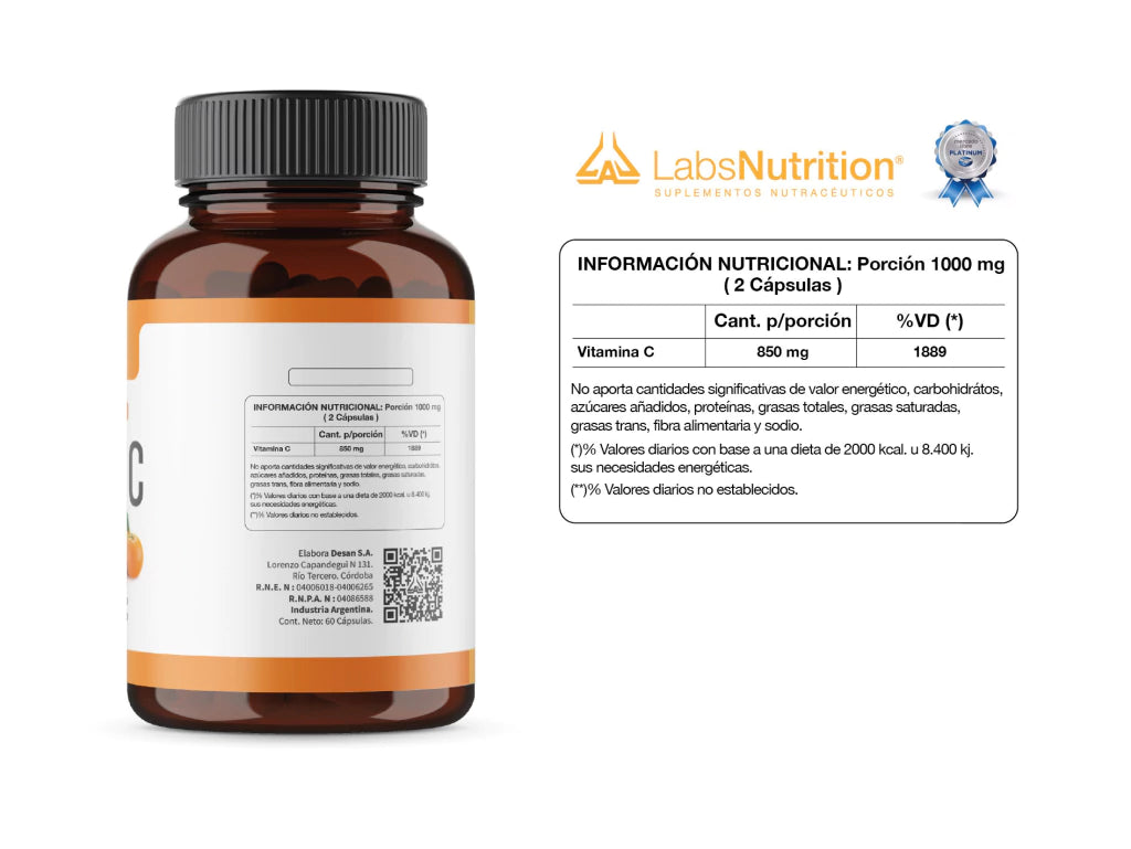 Vitamina C Labs Nutrition x 60 Cápsulas