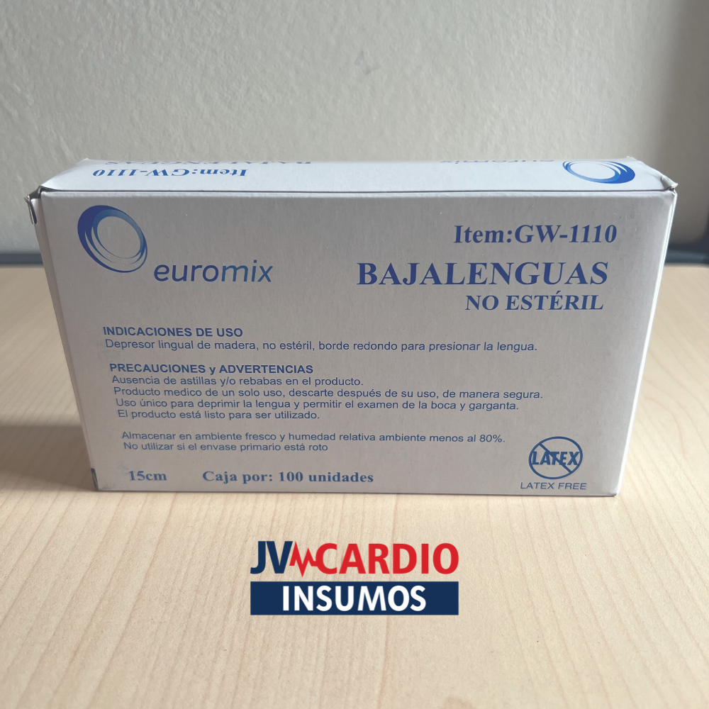 Bajalenguas Adultos Madera Euromix X 100 Unidades